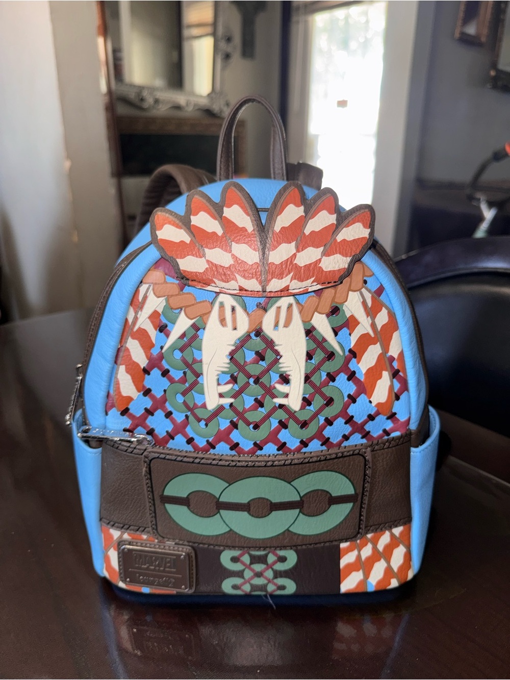 Loungefly Marvel Black Panther Wakanda Forever Aneka Mini Backpack Blue Brown